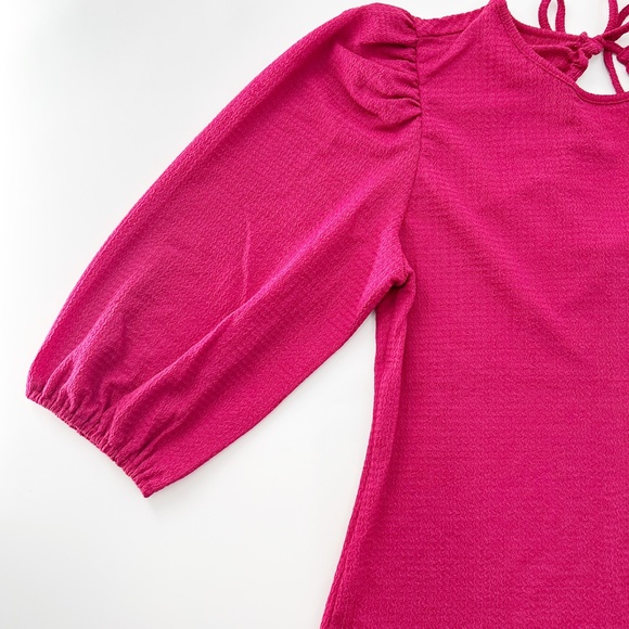 Mark New York Pink 3/4 sleeves Open back Neck tie Blouse Size M NWT - Picture 4 of 11